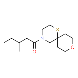 ChemSpider 2D Image | 3-Methyl-1-(9-oxa-1-thia-4-azaspiro[5.5]undec-4-yl)-1-pentanone | C14H25NO2S