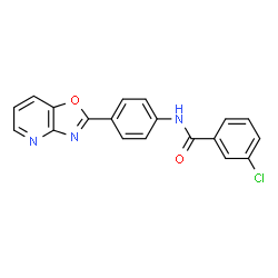ChemSpider 2D Image | 3-Chloro-N-[4-([1,3]oxazolo[4,5-b]pyridin-2-yl)phenyl]benzamide | C19H12ClN3O2