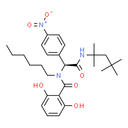 ChemSpider 2D Image | N-Hexyl-2,6-dihydroxy-N-{(1S)-1-(4-nitrophenyl)-2-oxo-2-[(2,4,4-trimethyl-2-pentanyl)amino]ethyl}benzamide | C29H41N3O6