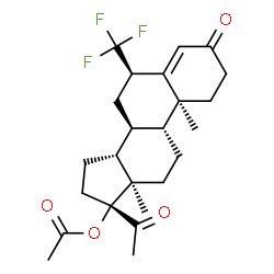 ChemSpider 2D Image | (6beta,8alpha,9beta,10alpha,13alpha,14beta)-3,20-Dioxo-6-(trifluoromethyl)pregn-4-en-17-yl acetate | C24H31F3O4