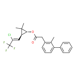 ChemSpider 2D Image | (1R,3S)-3-[(1Z)-2-Chloro-3,3,3-trifluoro-1-propen-1-yl]-2,2-dimethylcyclopropyl (2-methyl-3-biphenylyl)acetate | C23H22ClF3O2