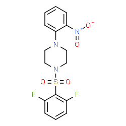 ChemSpider 2D Image | 1-[(2,6-Difluorophenyl)sulfonyl]-4-(2-nitrophenyl)piperazine | C16H15F2N3O4S