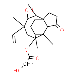 ChemSpider 2D Image | (1R,2R,3S,4R,6R,7S,8S,14R)-3-Hydroxy-2,4,7,14-tetramethyl-9-oxo-4-vinyltricyclo[5.4.3.0~1,8~]tetradec-6-yl glycolate | C22H34O5