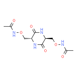 ChemSpider 2D Image | N,N'-{[(2R,5S)-3,6-Dioxo-2,5-piperazinediyl]bis(methyleneoxy)}diacetamide | C10H16N4O6