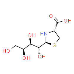 ChemSpider 2D Image | (2S,4R)-2-[(1R,2R,3S)-1,2,3,4-Tetrahydroxybutyl]-1,3-thiazolidine-4-carboxylic acid | C8H15NO6S