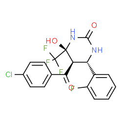 ChemSpider 2D Image | (4S,5R,6S)-5-(4-Chlorobenzoyl)-6-(2-fluorophenyl)-4-hydroxy-4-(trifluoromethyl)tetrahydro-2(1H)-pyrimidinone | C18H13ClF4N2O3
