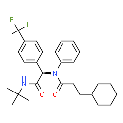 ChemSpider 2D Image | 3-Cyclohexyl-N-{(1R)-2-[(2-methyl-2-propanyl)amino]-2-oxo-1-[4-(trifluoromethyl)phenyl]ethyl}-N-phenylpropanamide | C28H35F3N2O2