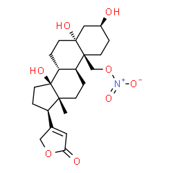 ChemSpider 2D Image | (3beta,5alpha)-3,5,14-Trihydroxy-19-(nitrooxy)card-20(22)-enolide | C23H33NO8