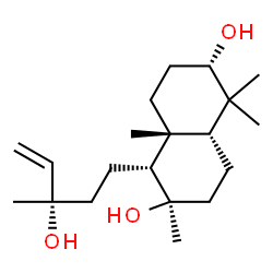 ChemSpider 2D Image | (2S,4aR,5R,6R,8aR)-5-[(3S)-3-Hydroxy-3-methyl-4-penten-1-yl]-1,1,4a,6-tetramethyldecahydro-2,6-naphthalenediol | C20H36O3
