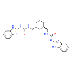 ChemSpider 2D Image | 1,1'-[(1R,3R)-1,3-Cyclohexanediylbis(methylene)]bis[3-(1H-benzimidazol-2-yl)urea] | C24H28N8O2