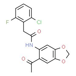 ChemSpider 2D Image | N-(6-Acetyl-1,3-benzodioxol-5-yl)-2-(2-chloro-6-fluorophenyl)acetamide | C17H13ClFNO4
