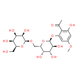 ChemSpider 2D Image | 2-Acetyl-3-hydroxy-5-methoxyphenyl 6-O-beta-L-talopyranosyl-alpha-L-galactopyranoside | C21H30O14
