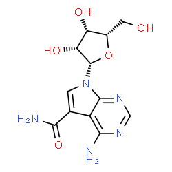 ChemSpider 2D Image | 4-Amino-7-(beta-L-lyxofuranosyl)-7H-pyrrolo[2,3-d]pyrimidine-5-carboxamide | C12H15N5O5