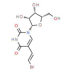 ChemSpider 2D Image | 5-[(E)-2-Bromovinyl]-1-(beta-L-lyxofuranosyl)-2,4(1H,3H)-pyrimidinedione | C11H13BrN2O6