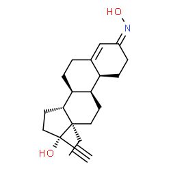 ChemSpider 2D Image | (3Z,8S,9S,10S,13R,14R,17S)-13-Ethyl-17-ethynyl-3-(hydroxyimino)-2,3,6,7,8,9,10,11,12,13,14,15,16,17-tetradecahydro-1H-cyclopenta[a]phenanthren-17-ol (non-preferred name) | C21H29NO2