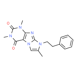 ChemSpider 2D Image | 1,3,7-Trimethyl-8-(2-phenylethyl)-1H-imidazo[2,1-f]purine-2,4(3H,8H)-dione | C18H19N5O2