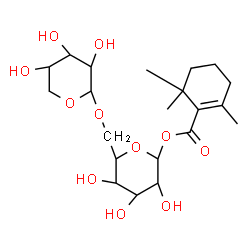 ChemSpider 2D Image | 6-O-beta-D-Arabinopyranosyl-1-O-[(2,6,6-trimethyl-1-cyclohexen-1-yl)carbonyl]-beta-D-glucopyranose | C21H34O11