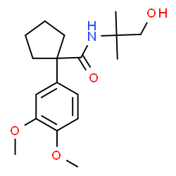 ChemSpider 2D Image | 1-(3,4-Dimethoxyphenyl)-N-(1-hydroxy-2-methyl-2-propanyl)cyclopentanecarboxamide | C18H27NO4