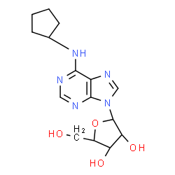 ChemSpider 2D Image | N-Cyclopentyl-9-(alpha-D-lyxofuranosyl)-9H-purin-6-amine | C15H21N5O4