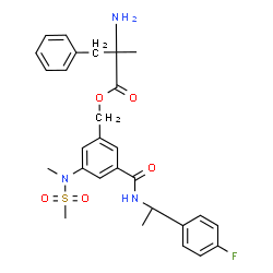 ChemSpider 2D Image | 3-{[(1R)-1-(4-Fluorophenyl)ethyl]carbamoyl}-5-[methyl(methylsulfonyl)amino]benzyl alpha-methyl-L-phenylalaninate | C28H32FN3O5S