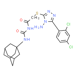 ChemSpider 2D Image | N-[(3s,5s,7s)-Adamantan-1-ylcarbamoyl]-2-{[4-amino-5-(2,4-dichlorophenyl)-4H-1,2,4-triazol-3-yl]sulfanyl}acetamide | C21H24Cl2N6O2S