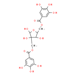 ChemSpider 2D Image | 5-O-(3,4,5-Trihydroxybenzoyl)-2-C-{[(3,4,5-trihydroxybenzoyl)oxy]methyl}-alpha-L-lyxofuranose | C20H20O14