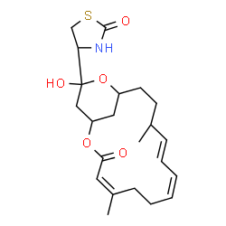 ChemSpider 2D Image | (4R)-4-[(1S,4Z,8Z,10E,12S,15S,17R)-17-Hydroxy-5,12-dimethyl-3-oxo-2,16-dioxabicyclo[13.3.1]nonadeca-4,8,10-trien-17-yl]-1,3-thiazolidin-2-one | C22H31NO5S