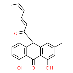 ChemSpider 2D Image | (10R)-10-[(2E,4Z)-2,4-Hexadienoyl]-1,8-dihydroxy-3-methyl-9(10H)-anthracenone | C21H18O4