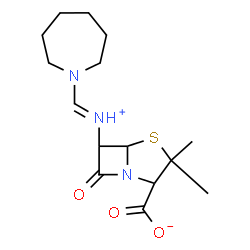 ChemSpider 2D Image | (2S,5S,6R)-6-[(E)-(1-Azepanylmethylene)ammonio]-3,3-dimethyl-7-oxo-4-thia-1-azabicyclo[3.2.0]heptane-2-carboxylate | C15H23N3O3S