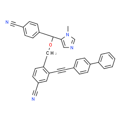 ChemSpider 2D Image | 3-(4-Biphenylylethynyl)-4-{[(S)-(4-cyanophenyl)(1-methyl-1H-imidazol-5-yl)methoxy]methyl}benzonitrile | C34H24N4O