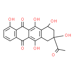 ChemSpider 2D Image | (8R,10S)-8-Acetyl-1,6,8,10,11-pentahydroxy-7,8,9,10-tetrahydro-5,12-tetracenedione | C20H16O8