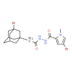 ChemSpider 2D Image | 4-Bromo-N'-{[(1s,3s,5R,7S)-3-bromoadamantan-1-yl]acetyl}-1-methyl-1H-pyrrole-2-carbohydrazide | C18H23Br2N3O2