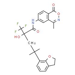 ChemSpider 2D Image | (2S)-4-(2,3-Dihydro-1-benzofuran-7-yl)-2-hydroxy-4-methyl-N-(4-methyl-1-oxo-1H-2,3-benzoxazin-6-yl)-2-(trifluoromethyl)pentanamide | C24H23F3N2O5