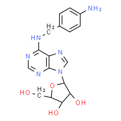 ChemSpider 2D Image | N-(4-Aminobenzyl)-9-(beta-L-xylofuranosyl)-9H-purin-6-amine | C17H20N6O4