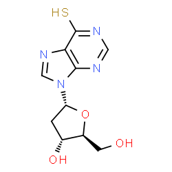 ChemSpider 2D Image | 9-(2-Deoxy-alpha-L-erythro-pentofuranosyl)-9H-purine-6-thiol | C10H12N4O3S