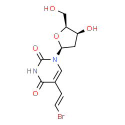 ChemSpider 2D Image | 5-[(E)-2-Bromovinyl]-1-(2-deoxy-beta-L-threo-pentofuranosyl)-2,4(1H,3H)-pyrimidinedione | C11H13BrN2O5