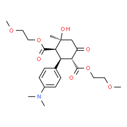 ChemSpider 2D Image | Bis(2-methoxyethyl) (1R,2S,3R,4S)-2-[4-(dimethylamino)phenyl]-4-hydroxy-4-methyl-6-oxo-1,3-cyclohexanedicarboxylate | C23H33NO8