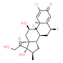 ChemSpider 2D Image | (6alpha,9beta,11alpha,16alpha,17alpha)-2-Chloro-6,9-difluoro-11,17,21-trihydroxy-16-methylpregna-1,4-diene-3,20-dione | C22H27ClF2O5