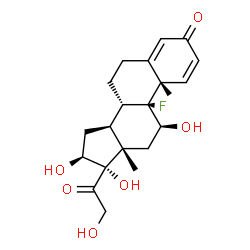 ChemSpider 2D Image | (9beta,11beta,16beta)-9-Fluoro-11,16,17,21-tetrahydroxypregna-1,4-diene-3,20-dione | C21H27FO6