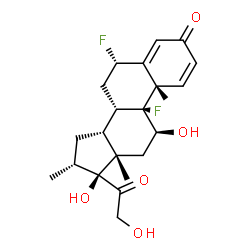 ChemSpider 2D Image | (6beta,9beta,11alpha,16alpha)-6,9-Difluoro-11,17,21-trihydroxy-16-methylpregna-1,4-diene-3,20-dione | C22H28F2O5