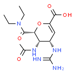 ChemSpider 2D Image | (2R,3S,4S)-3-Acetamido-4-carbamimidamido-2-(diethylcarbamoyl)-3,4-dihydro-2H-pyran-6-carboxylic acid (non-preferred name) | C14H23N5O5