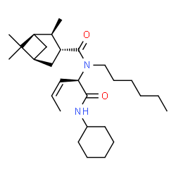ChemSpider 2D Image | (1R,2R,3R,5S)-N-[(2R,3Z)-1-(Cyclohexylamino)-1-oxo-3-penten-2-yl]-N-hexyl-2,6,6-trimethylbicyclo[3.1.1]heptane-3-carboxamide | C28H48N2O2