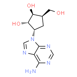 ChemSpider 2D Image | (1S,2S,3S,5R)-3-(6-Amino-9H-purin-9-yl)-5-(hydroxymethyl)-1,2-cyclopentanediol | C11H15N5O3
