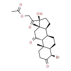 ChemSpider 2D Image | (4alpha,5beta,8alpha,14beta)-4-Bromo-17-hydroxy-3,11,20-trioxopregnan-21-yl acetate | C23H31BrO6