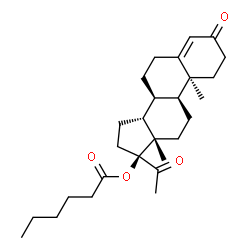 ChemSpider 2D Image | (8alpha)-3,20-Dioxopregn-4-en-17-yl hexanoate | C27H40O4