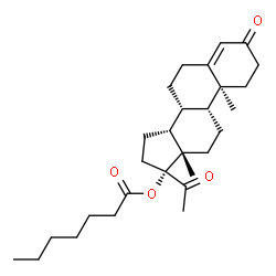 ChemSpider 2D Image | (8alpha,14beta)-3,20-Dioxopregn-4-en-17-yl heptanoate | C28H42O4