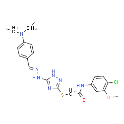 ChemSpider 2D Image | N-(4-Chloro-3-methoxyphenyl)-2-[(5-{(2E)-2-[4-(diethylamino)benzylidene]hydrazino}-1H-1,2,4-triazol-3-yl)sulfanyl]acetamide | C22H26ClN7O2S
