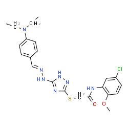 ChemSpider 2D Image | N-(5-Chloro-2-methoxyphenyl)-2-[(5-{(2E)-2-[4-(diethylamino)benzylidene]hydrazino}-1H-1,2,4-triazol-3-yl)sulfanyl]acetamide | C22H26ClN7O2S