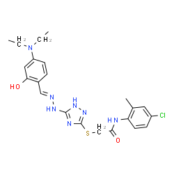 ChemSpider 2D Image | N-(4-Chloro-2-methylphenyl)-2-[(5-{(2E)-2-[4-(diethylamino)-2-hydroxybenzylidene]hydrazino}-1H-1,2,4-triazol-3-yl)sulfanyl]acetamide | C22H26ClN7O2S