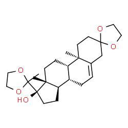 ChemSpider 2D Image | (8S,9S,10R,13R,14R,17R)-10,13-Dimethyl-17-(2-methyl-1,3-dioxolan-2-yl)-1,2,4,7,8,9,10,11,12,13,14,15,16,17-tetradecahydrospiro[cyclopenta[a]phenanthrene-3,2'-[1,3]dioxolan]-17-ol | C25H38O5